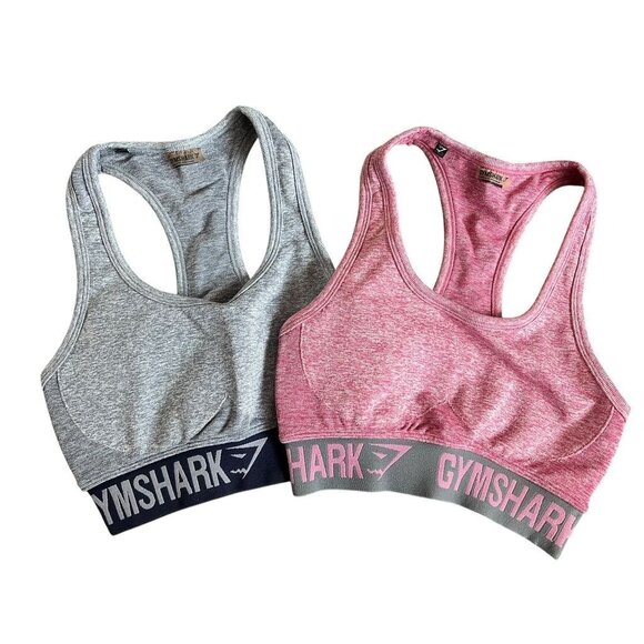 Gymshark Womens Sports Bra Bundle Gray & Pink, WORKOUT RACERBACK, RUNNING, YOGA, - Picture 1 of 7